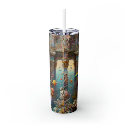 "Underwater Splendor: A Rococo Mermaid Palace" - The Alien Maars® Skinny Tumbler with Straw 20oz Rococo Style