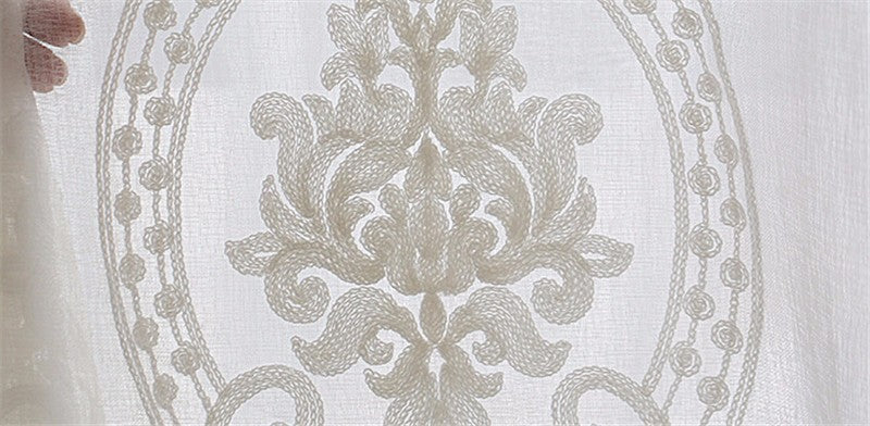 New Translucent Embroidered Window Screen White European Style