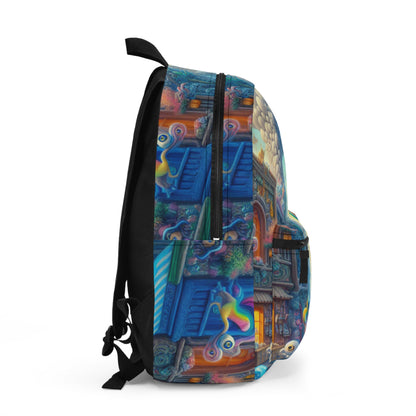 "Whimsical Wonders: A Vibrant Street Scene" - The Alien Backpack