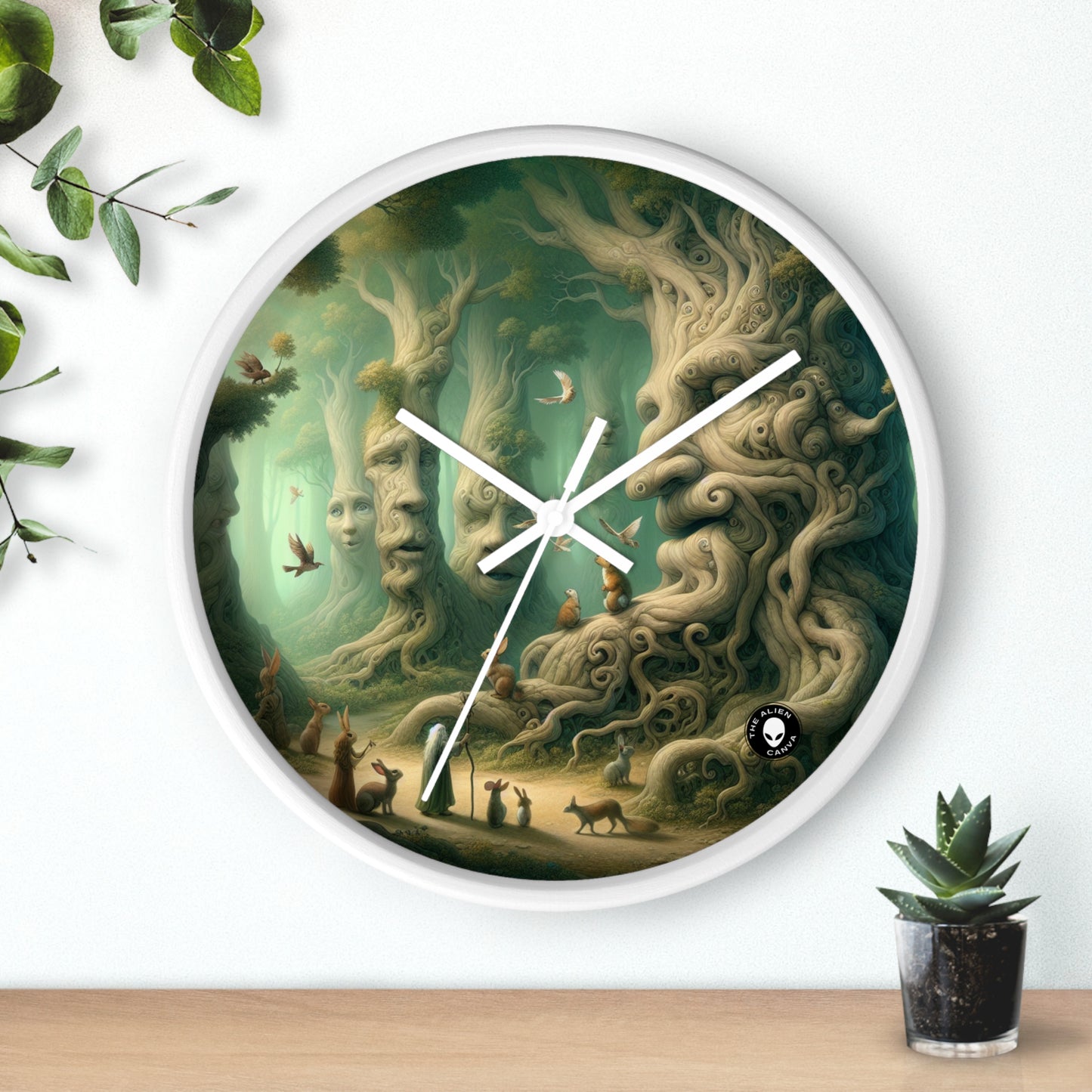 "Enchanted Whispering Forest" - The Alien Wall Clock