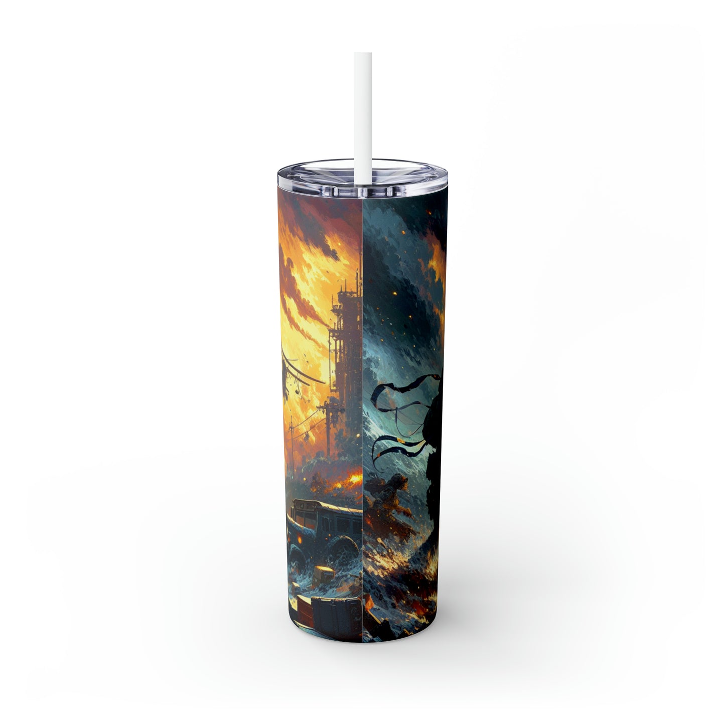 "Recreating a Game-themed Masterpiece" - The Alien Maars® Skinny Tumbler with Straw 20oz Video Game Art Style