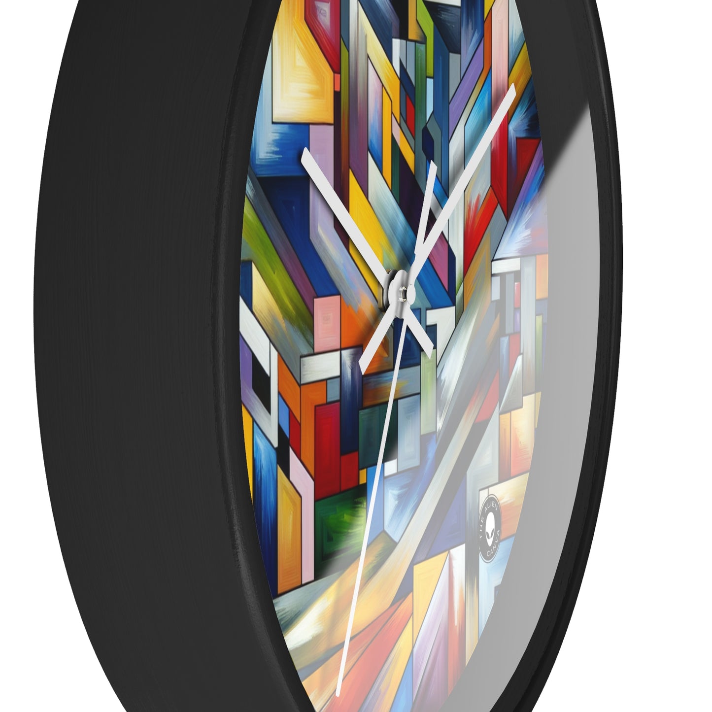 "City Pulse: A Vibrant Nighttime Geometric Journey" - The Alien Wall Clock Hard-edge Painting