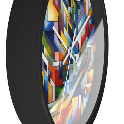 "City Pulse: A Vibrant Nighttime Geometric Journey" - The Alien Wall Clock Hard-edge Painting