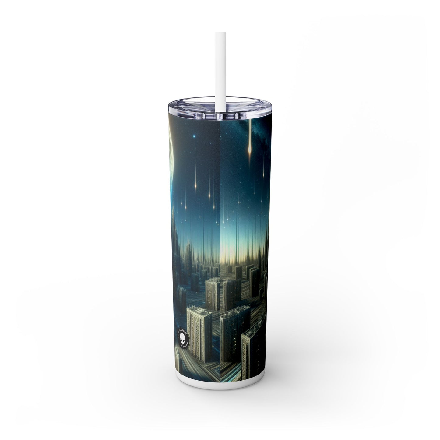 « Paysage urbain nocturne fondant » - Le verre fin Alien Maars® avec paille 20 oz