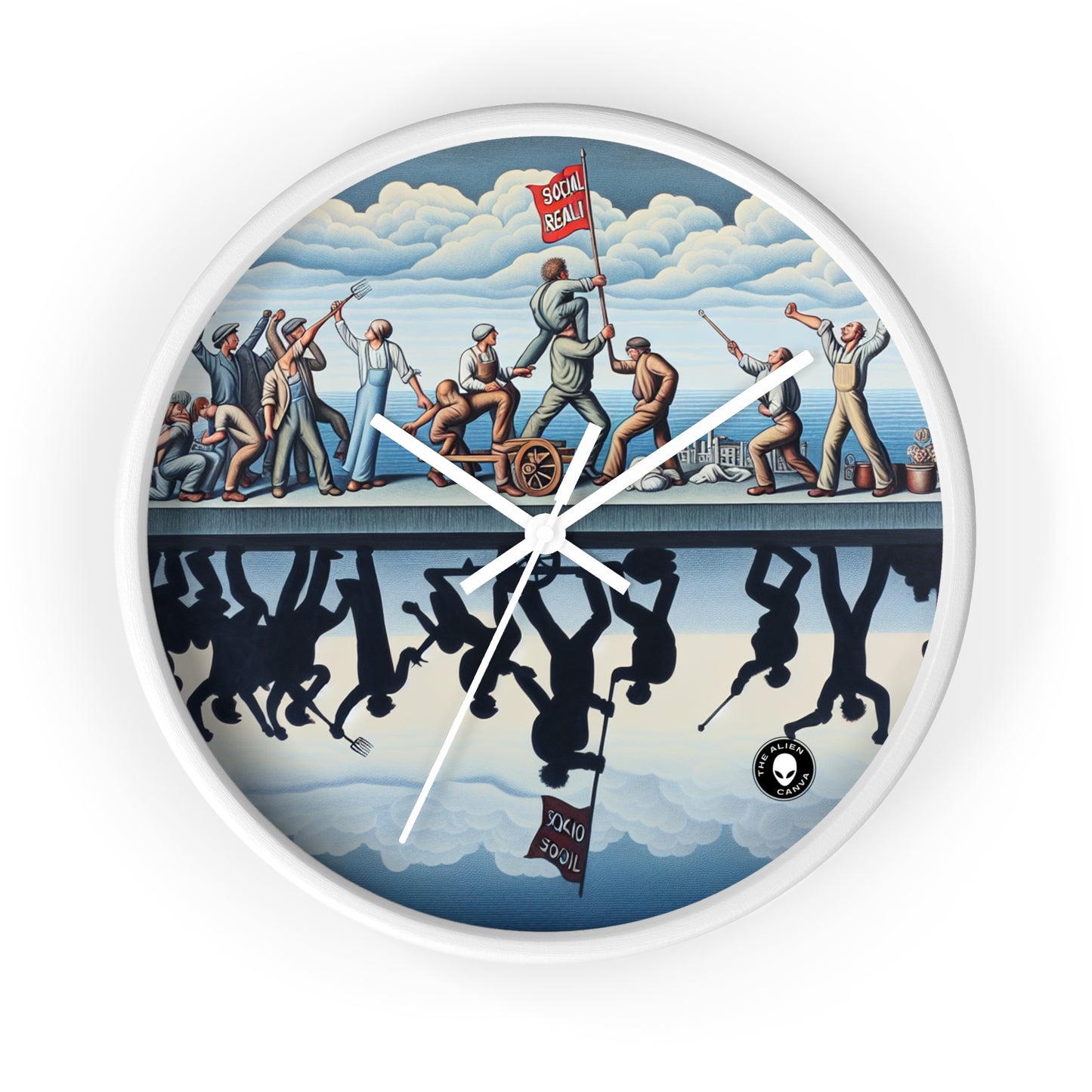 "Dilemmes numériques : explorer la condition humaine à l'ère de la technologie" - The Alien Wall Clock Social Realism