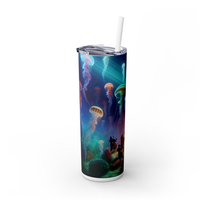 "Jellyfish Serenade: An Underwater Symphony" - The Alien Maars® Skinny Tumbler with Straw 20oz