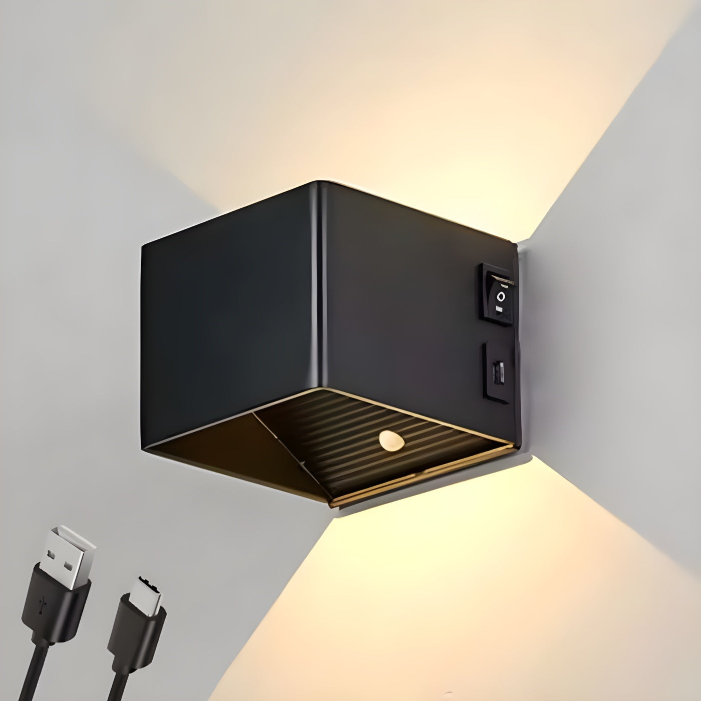 Aluminum Alloy Led Decorative Lamp Modern Simple Design USB Charging Punch-free Bedside Wall Lamp