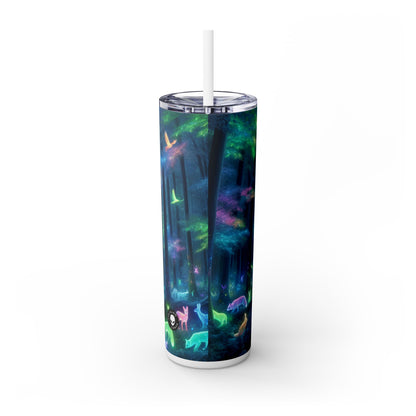 "Bosque arcoíris encantado": vaso estrecho con pajita de 20 oz de Alien Maars®