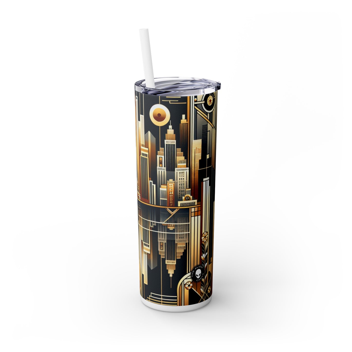 "Luxe Déco : Élégance artistique au Grand Hôtel" - The Alien Maars® Skinny Tumbler avec paille 20oz Art Déco