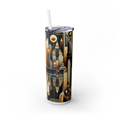 "Luxe Deco: Artistic Elegance at The Grand Hotel" - The Alien Maars® Skinny Tumbler with Straw 20oz Art Deco