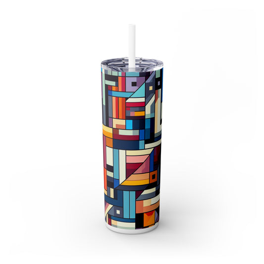 « Paysage urbain futuriste : une perception géométrique » - The Alien Maars® Skinny Tumbler avec paille 20oz Hard-edge Painting