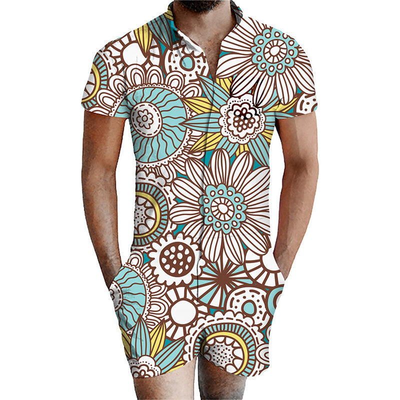 Printed men's jumpsuit suit