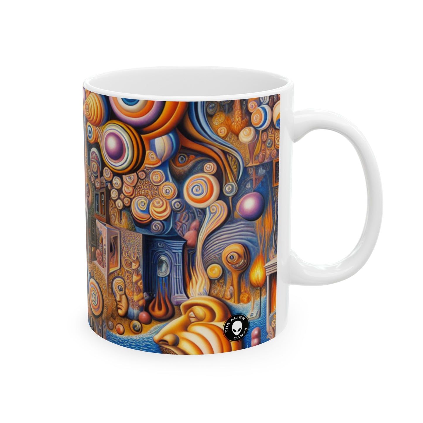 "Melted Time: A Whimsical Dance of Dreams" - La tasse en céramique Alien 11oz Surréalisme