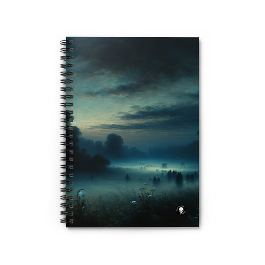 "Misty Twilight : Un voyage tonaliste dans une sérénité silencieuse" - The Alien Spiral Notebook (Ruled Line) Tonalisme