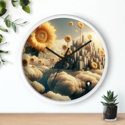 "Ethereal Sky: The City of Clouds and Sunflowers" - The Alien Wall Clock