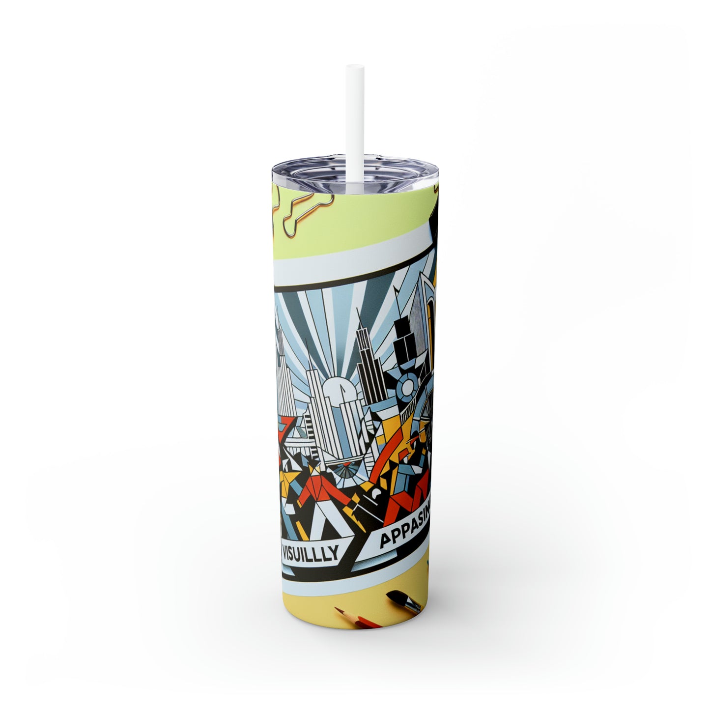 « Ville constructive : une célébration vibrante du progrès urbain » - The Alien Maars® Skinny Tumbler with Straw 20oz Constructivisme