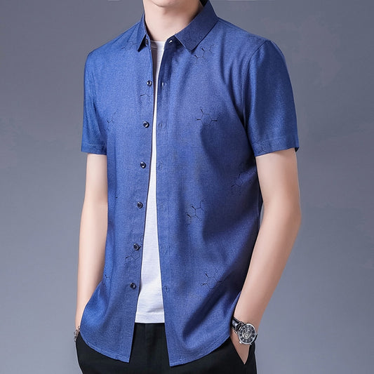 Men's thin printed short-sleeved shirt