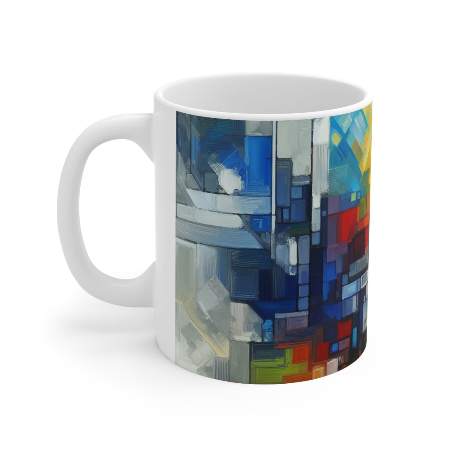 "Optimistic Progress: An Abstract Artwork" - The Alien Ceramic Mug 11oz Abstract Art