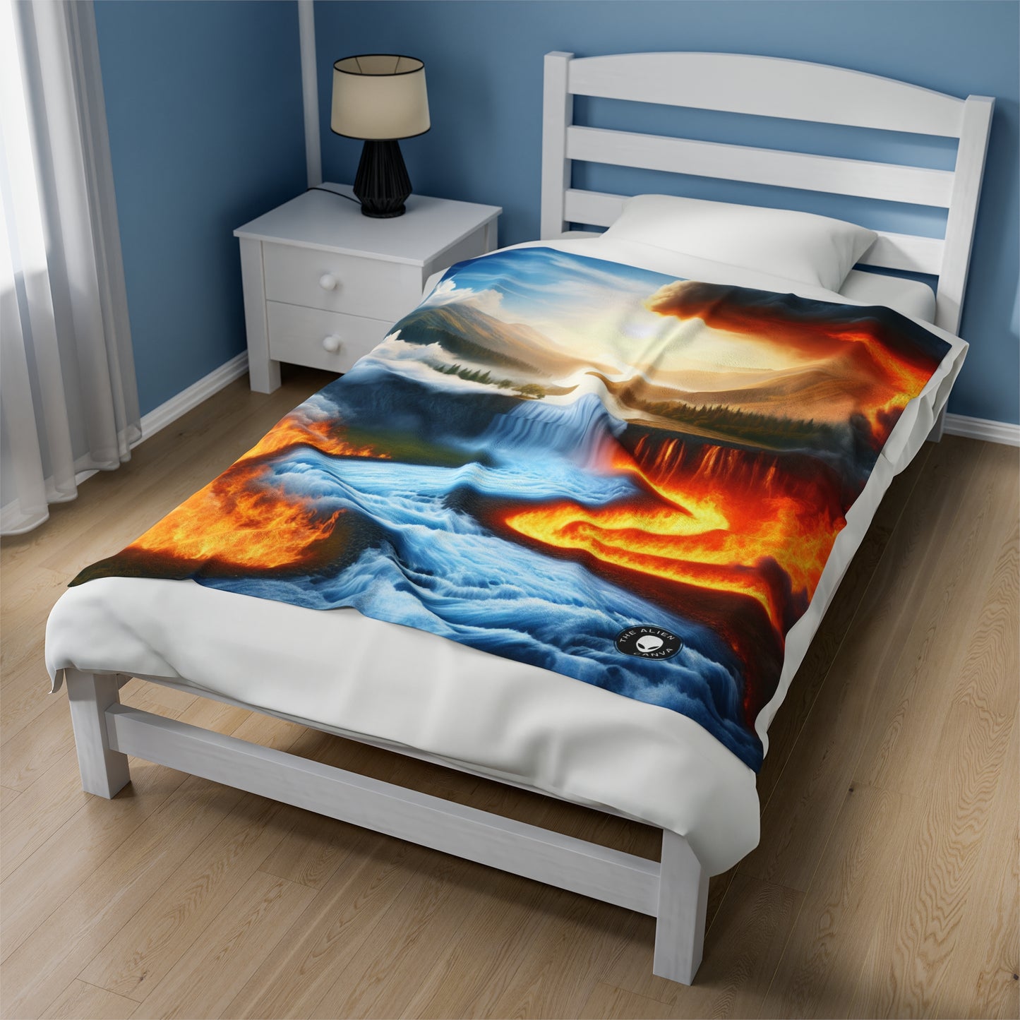 "Fusion of Elements: Harmony in Contrast" - The Alien Velveteen Plush Blanket