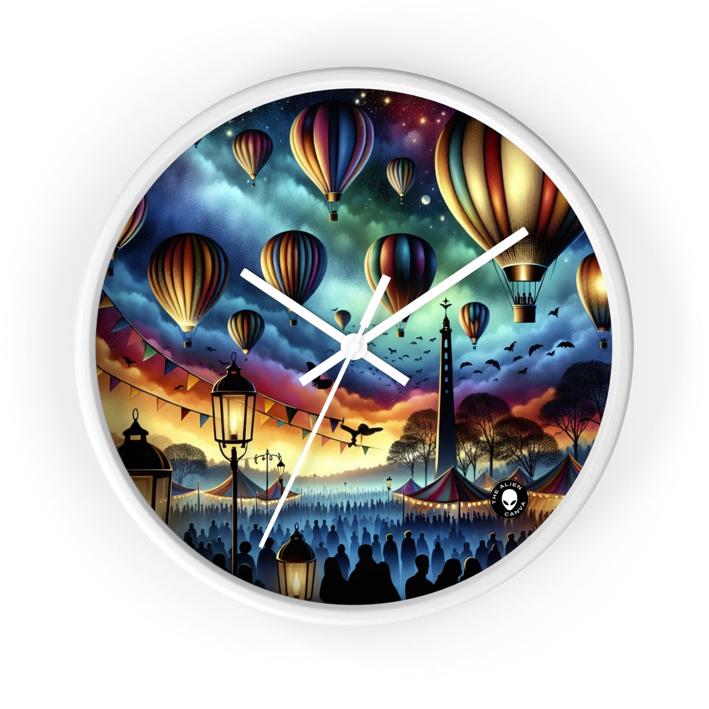 « Ballons majestueux au crépuscule » – L'horloge murale extraterrestre