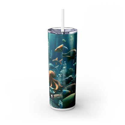 "La hora del té en el mar azul profundo": vaso estrecho con pajita de 20 oz de Alien Maars®