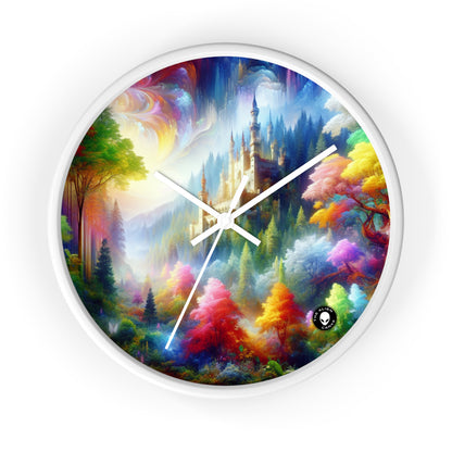 "Glowing Enchantment: The Castle in the Colorful Forest" - The Alien Wall Clock