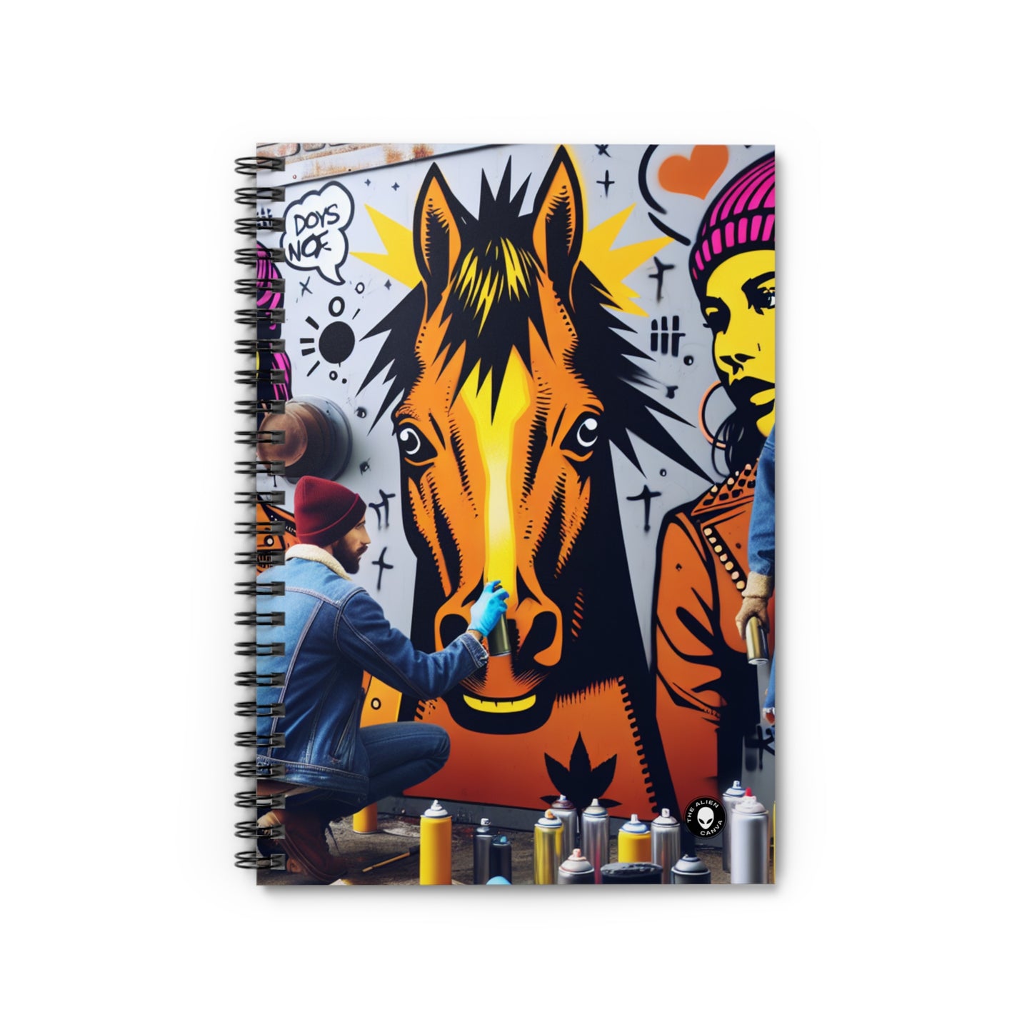 "Unidad en la diversidad: un vibrante mural de arte callejero" - Cuaderno de espiral The Alien (línea reglada) Arte callejero