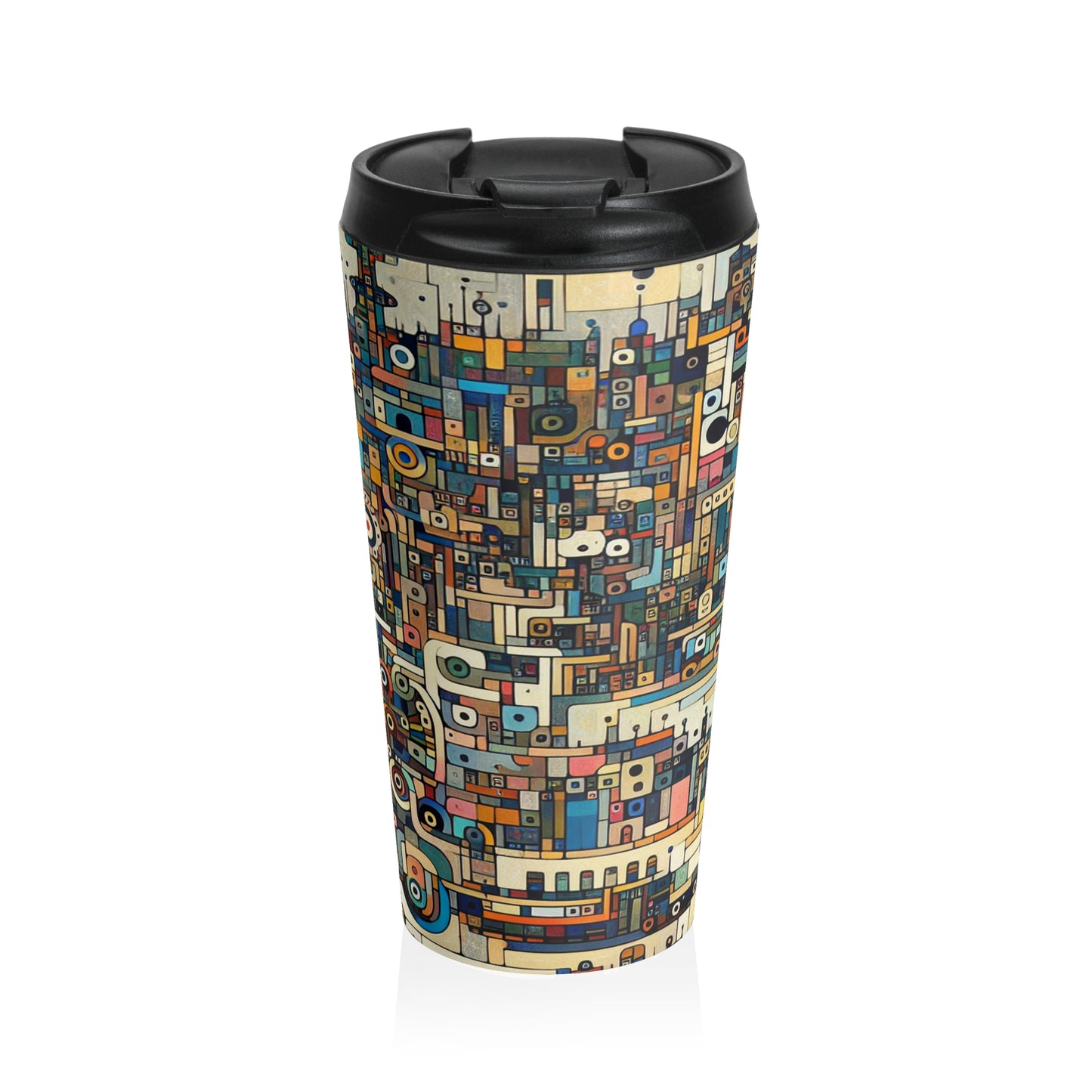 "Neon Nights: Art Brut Reflection of Urban Chaos" - The Alien Stainless Steel Travel Mug Art Brut