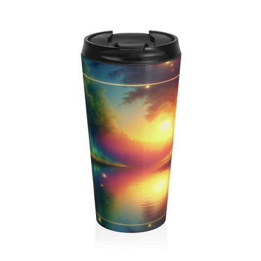 "Dusk Enchantment: A Magical Forest Scene" - The Alien Stainless Steel Travel Mug