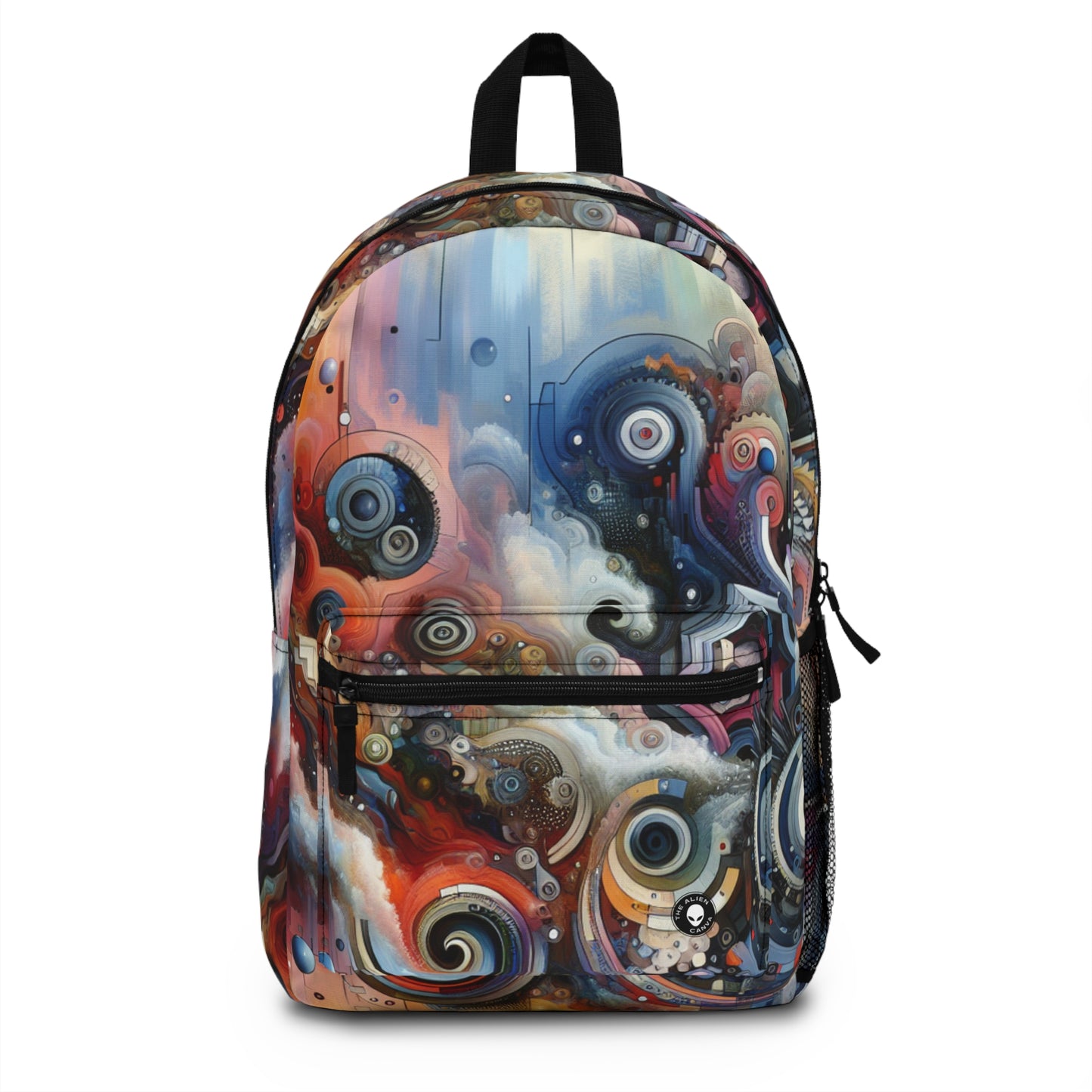 "Temporal Flux : Un voyage surréaliste à travers des formes abstraites et des couleurs vibrantes" - The Alien Backpack Avant-garde Art