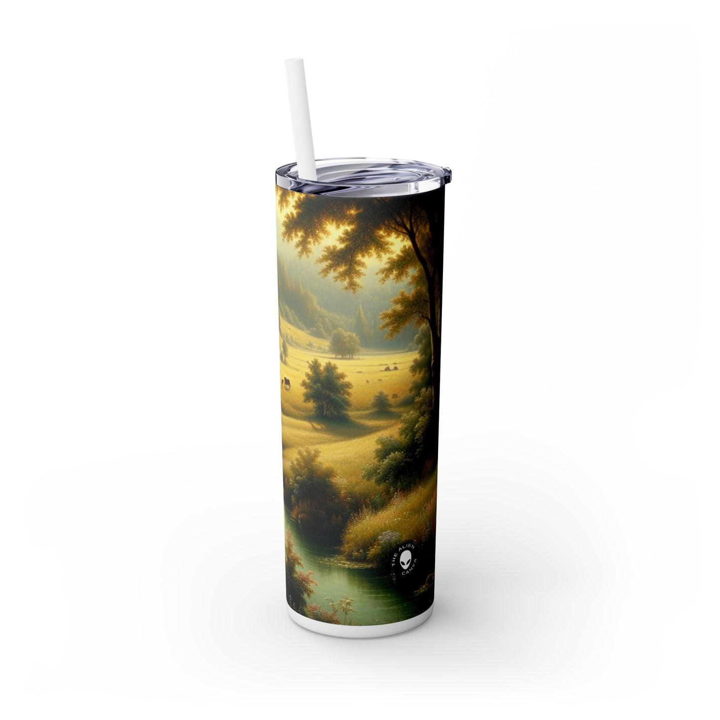 « Marché médiéval : une scène proto-Renaissance » - The Alien Maars® Skinny Tumbler avec paille 20oz Proto-Renaissance