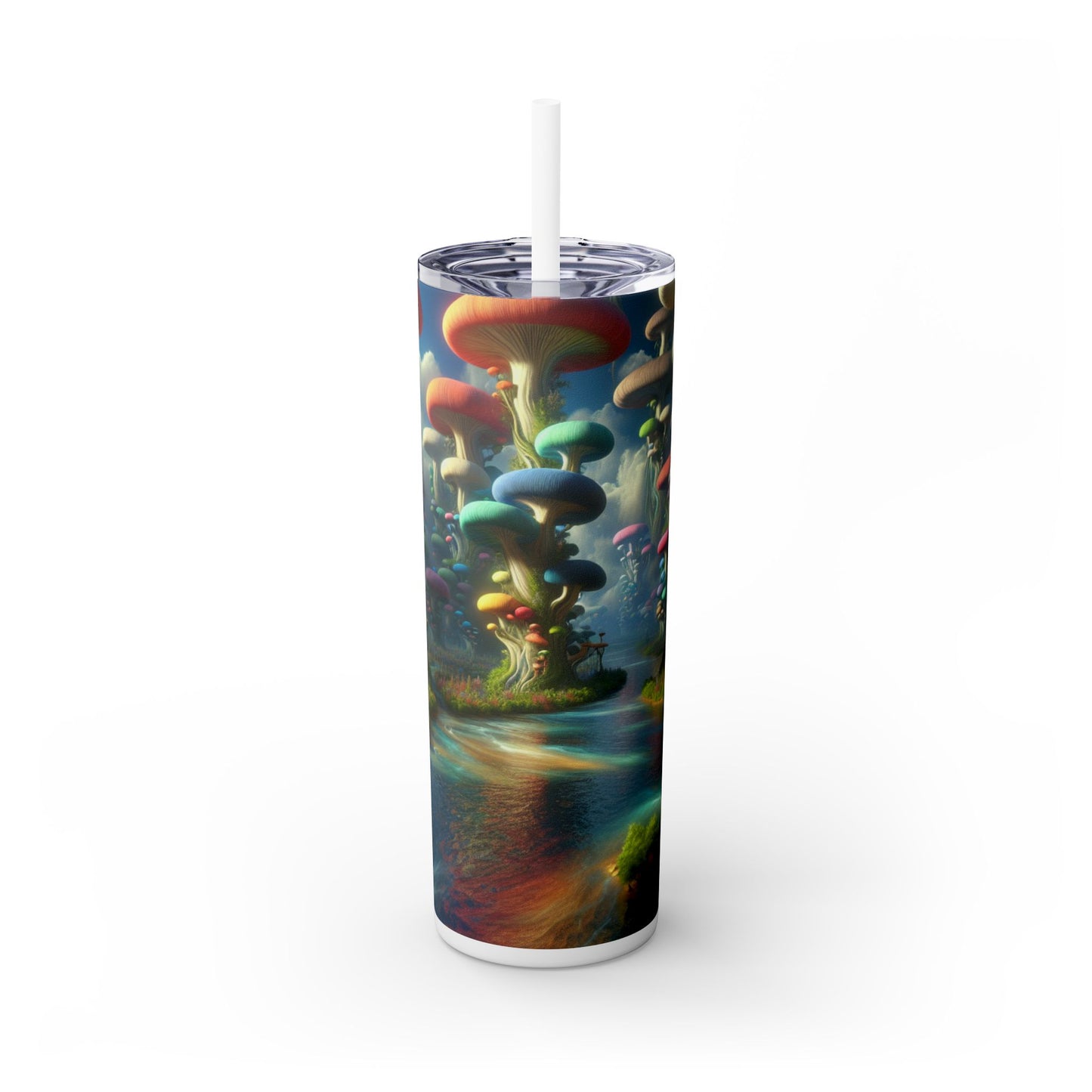 "El país de las maravillas de los hongos místicos": vaso delgado con pajita de 20 oz de Alien Maars®