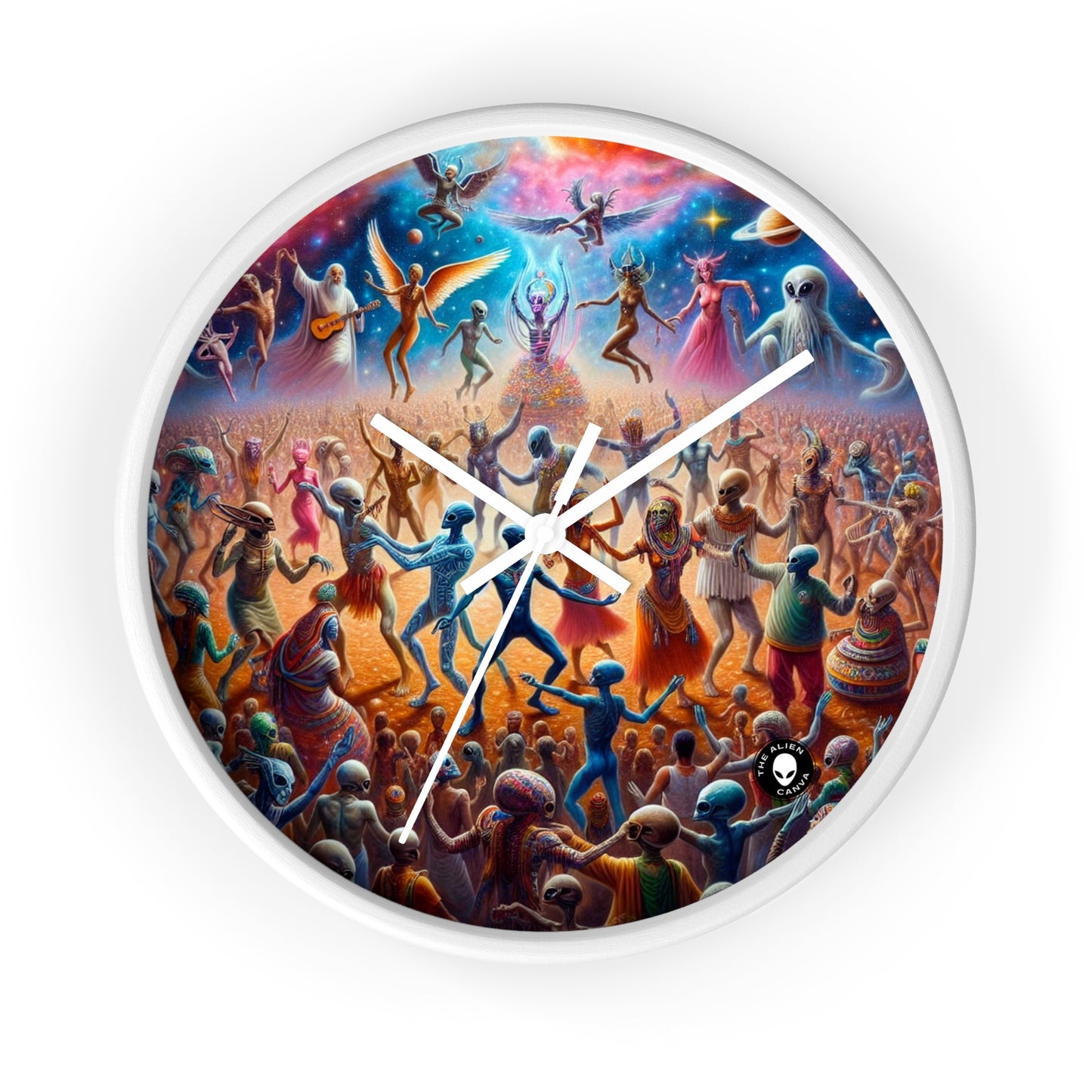 "Interstellar Rave: Embracing Cosmic Unity" - The Alien Wall Clock