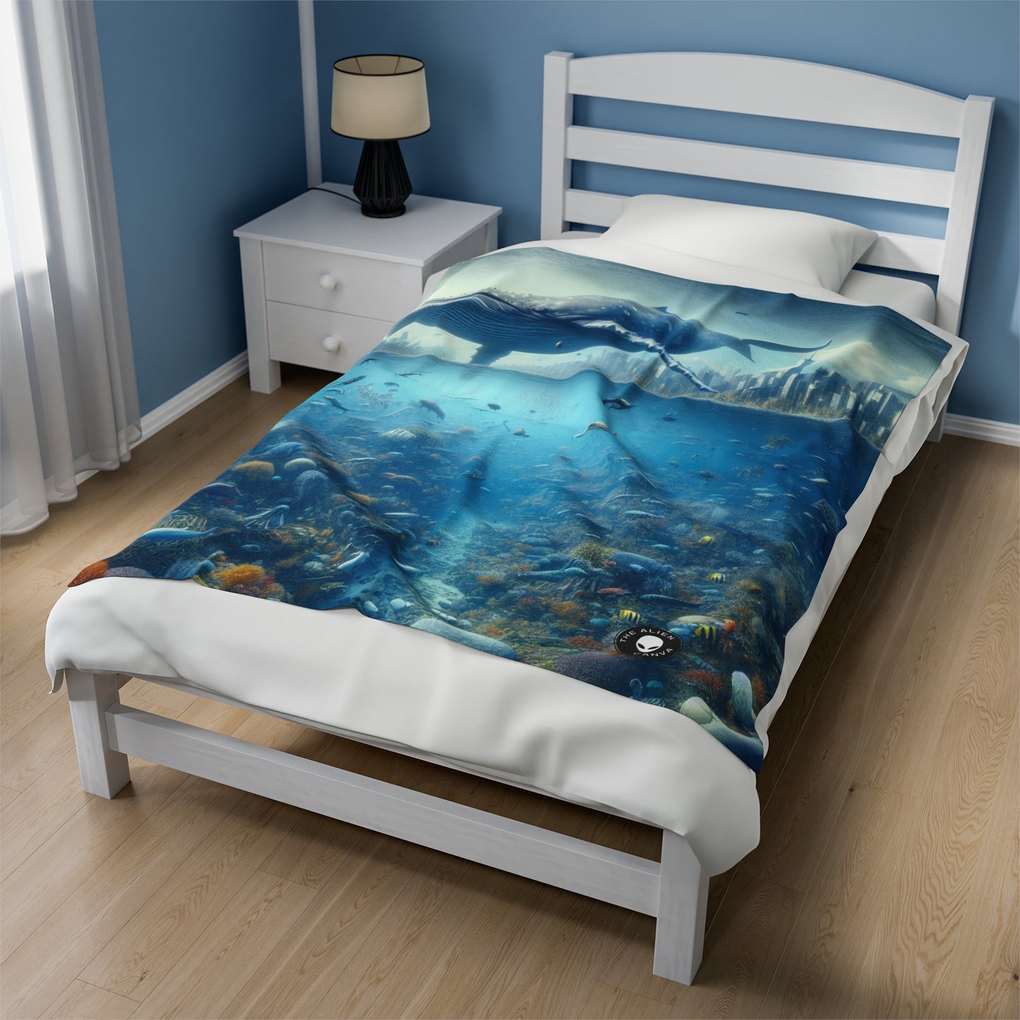 "Whale City: A Surreal Underwater Wonderland" - The Alien Velveteen Plush Blanket