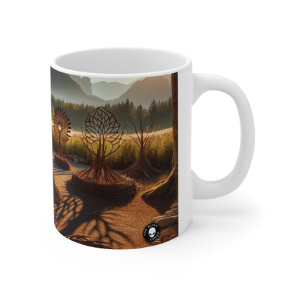 "Metamorphosis: A Captivating Land Art Celebration of Transformation and Rebirth" - The Alien Ceramic Mug 11oz Land Art