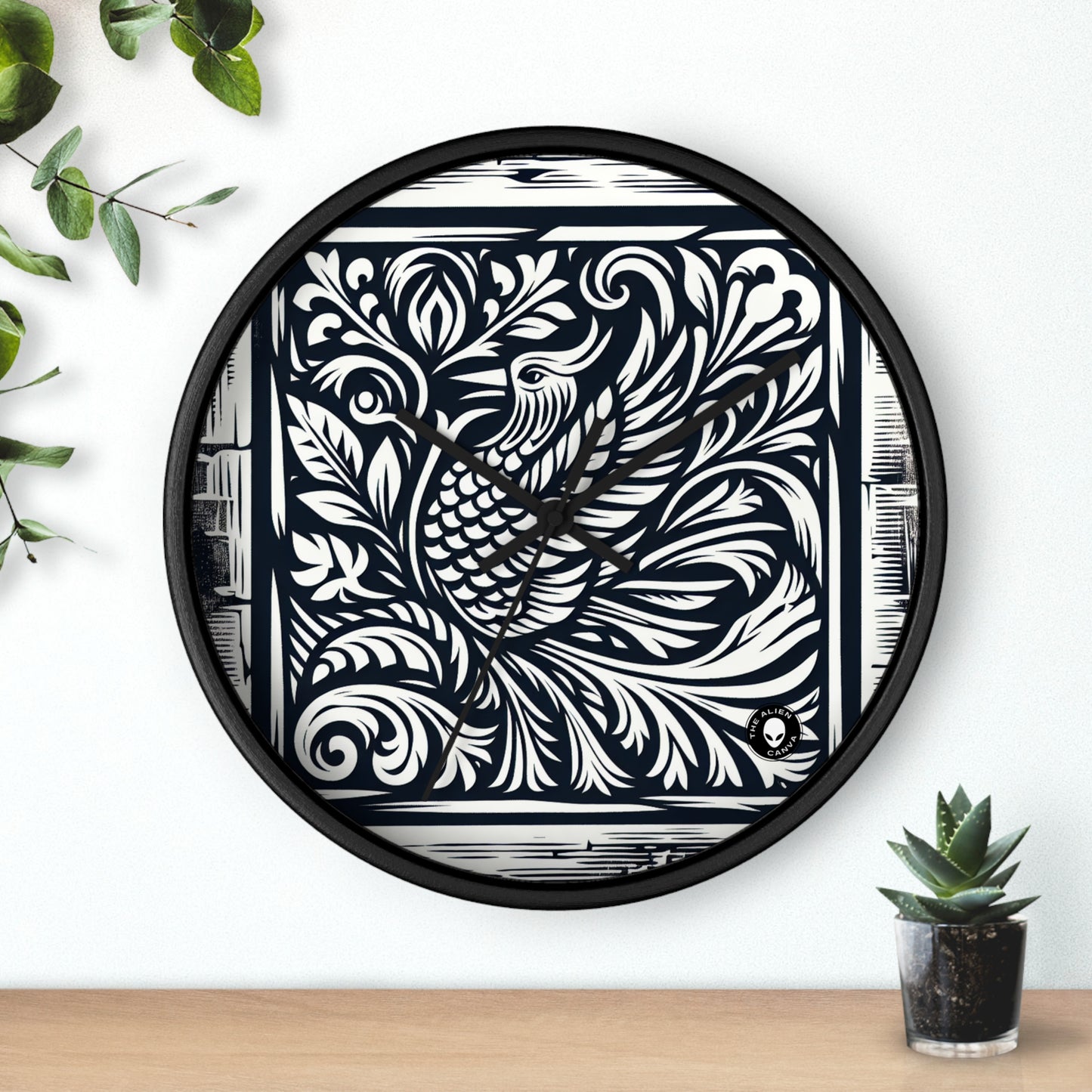 "Elements in Unison: A Woodcut Exploration" - The Alien Wall Clock Woodcut Printing