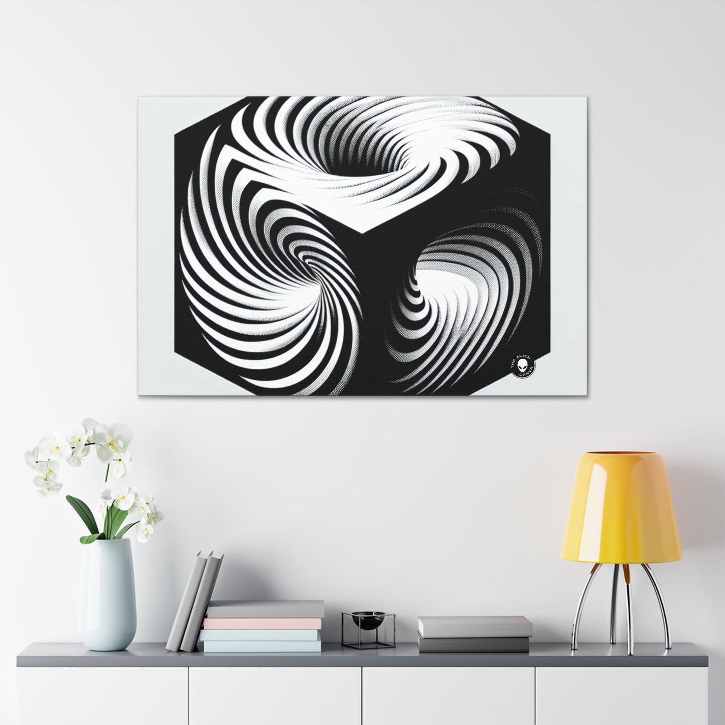 "Cubo convolucional: una ilusión óptica de movimiento incesante" - The Alien Canva Op Art