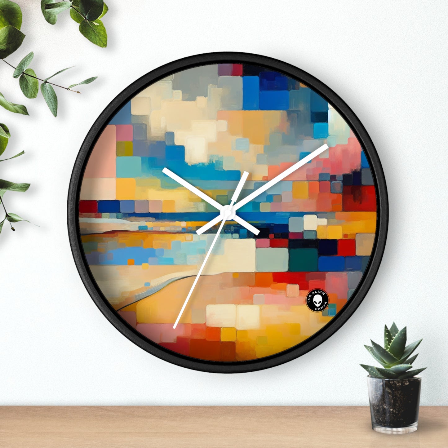 "Sunset Serenity: Pintura de campo de color pastel suave" - ​​La pintura de campo de color del reloj de pared alienígena