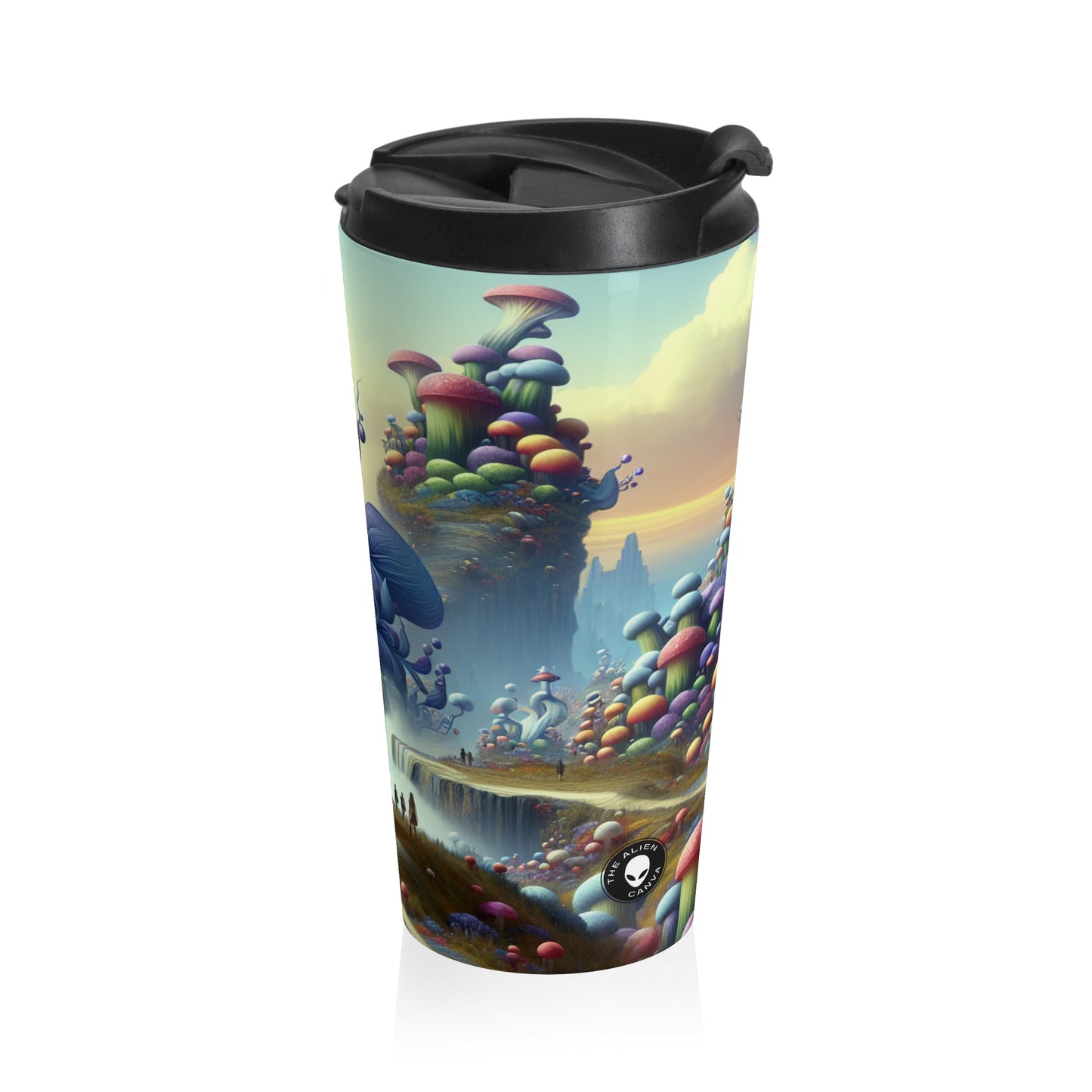 "Giant Flora and Miniature Villages: A Dreamy Wonderland" - The Alien Stainless Steel Travel Mug