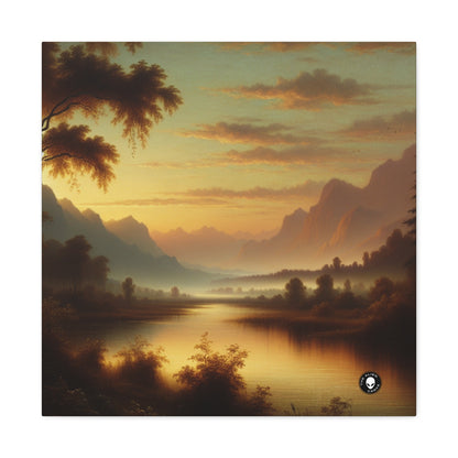 "Matin brumeux : tonalisme serein sur un lac tranquille" - The Alien Canva Tonalism