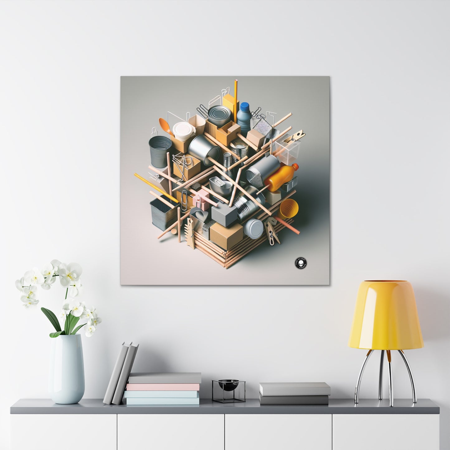 "Monocromo doméstico: creación de una obra de arte cubista en 3D" - The Alien Canva Cubism