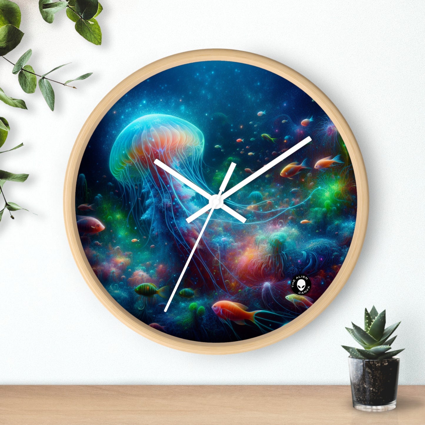 "Glowing Jellyfish in the Enchanted Underwater World" - The Alien Wall Clock