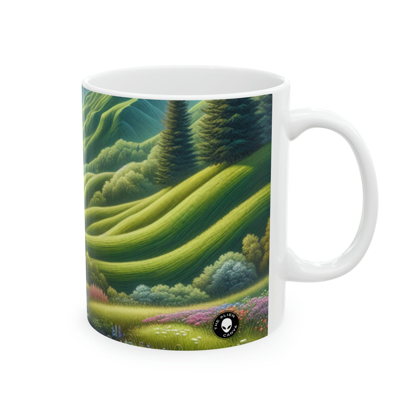 "Saisons en sérénité : un voyage artistique environnemental" - La tasse en céramique Alien 11oz Art environnemental