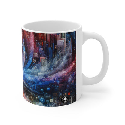 "Futuristic City Nights: A Dazzling Metropolis of Innovation and Imagination" - The Alien Ceramic Mug 11oz Digital Art