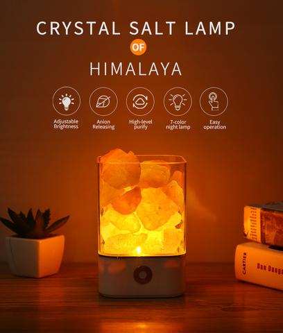 Lámpara LED de sal del Himalaya con luz de cristal USB