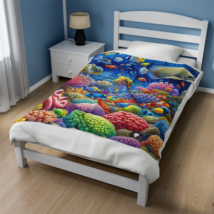 "Tropical Paradise: Underwater Wonderland" - The Alien Velveteen Plush Blanket