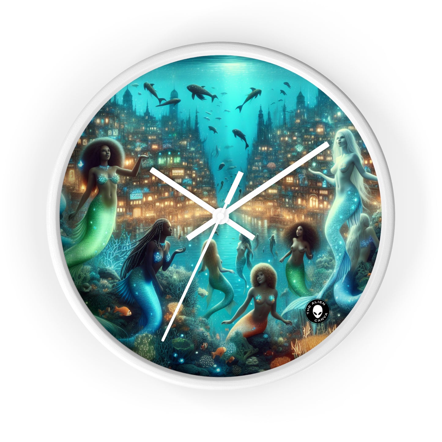 "Glimmering Depths: The Enchanted Underwater City" - The Alien Wall Clock