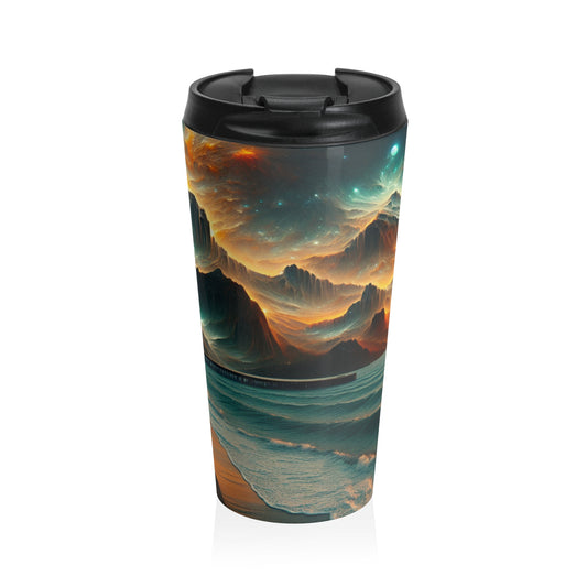 "Realism in Red: Capturing the Beauty of a Luscious Apple" - The Alien Stainless Steel Travel Mug Photorealism