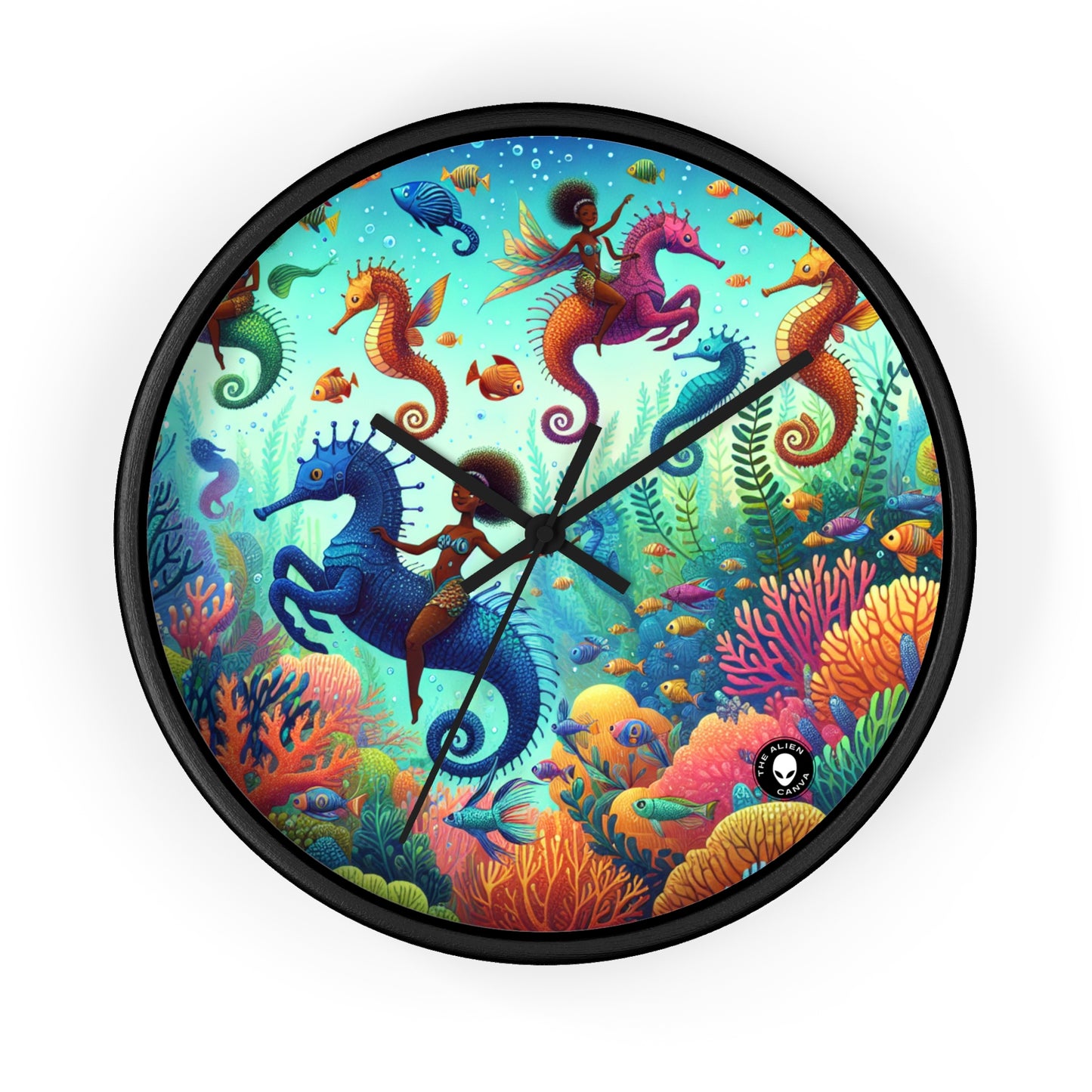 Enchanted Aquatic Realm: Mermaids and Seahorses - The Alien Wall Clock