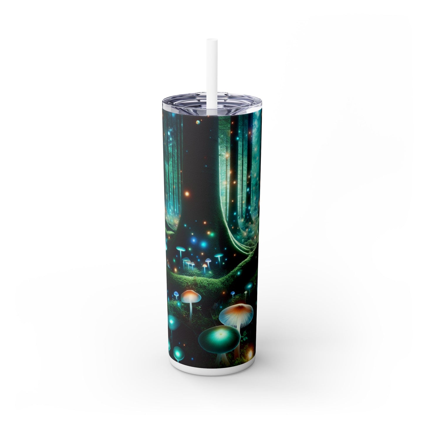 « Nuit enchantée dans la forêt de champignons » - Le verre fin Alien Maars® avec paille 20 oz